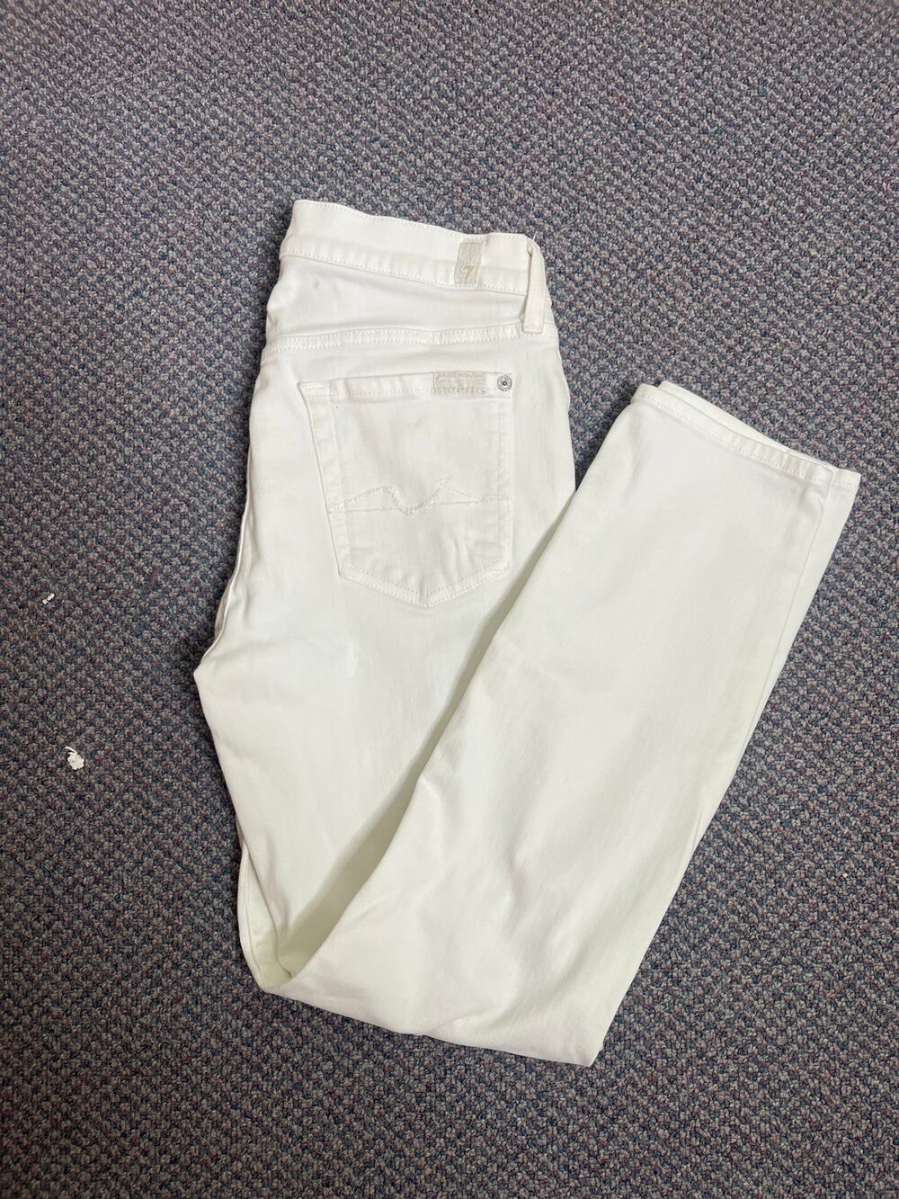 7 For All Mankind Button Fly White Skinny Ankle Jean size 26